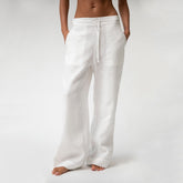 White Heavy Linen Wide-Leg Pants Perfect Days
